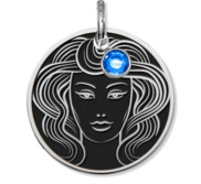 Virgo Symbol Round Charm or Pendant w  Birthstone