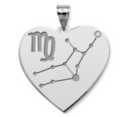 Virgo Symbol Heart Charm or Pendant