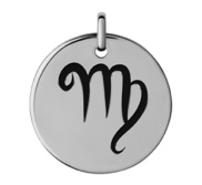 Virgo Black Enameled Round Disc Charm