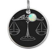 Libra Symbol Round Charm or Pendant w  Birthstone