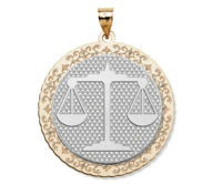 Libra Symbol Two Tone Round Pendant