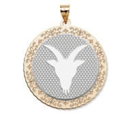 Capricorn Symbol Two Tone Round Pendant