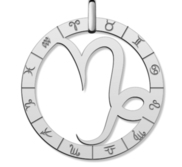 Cutout Round Capricorn Symbol Charm or Pendant