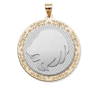 Leo Symbol Two Tone Round Pendant