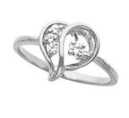 Sterling Silver Diamond Heart Shaped Promise Ring