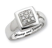 Sterling Silver Square Shaped w  Round Cubic Zirconia Promise Ring