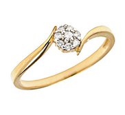 14K Gold Diamond Swirl Cluster Promise Ring