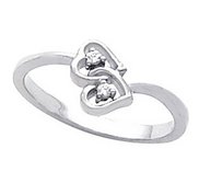 Solid Gold Diamond Heart Shaped Promise Ring