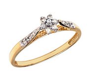 14K Gold Diamond Cluster Promise Ring