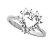 Sterling Silver Diamond Heart Shaped Promise Ring