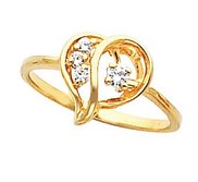 Solid Gold Diamond Heart Shaped Promise Ring