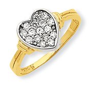 10k Yellow Gold Cubic Zirconia Heart Shape Promise Ring