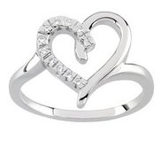 Sterling Silver Diamond Heart Shaped Promise Ring