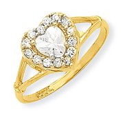 10k Yellow Gold Cubic Zirconia Heart Shape Promise Ring