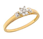 14K  Gold Diamond Cluster Promise Ring