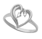 Sterling Silver Diamond Heart Shaped Promise Ring