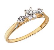 14K Gold Diamond Cluster Promise Ring