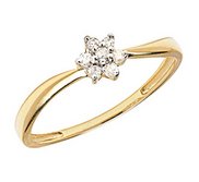 14K Gold Diamond Swirl Cluster Promise Ring