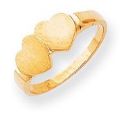 Solid Gold Double Heart Engravable Ring