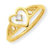 10k Yellow Gold Cubic Zirconia Heart Shape Promise Ring