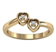 Solid Gold Double Heart Ring W  Diamonds