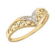 14K Gold Chevron Diamond Promise Ring