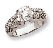 Sterling Silver Round Clear Cubic Zirconia Polished Promise Ring