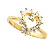 Solid Gold Diamond Heart Shaped Promise Ring