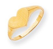 Solid Gold Single Heart Engravable Ring