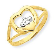 10k Yellow Gold   Rhodium Cubic Zirconia Claddagh Promise Ring