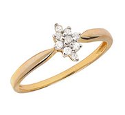 14K Gold Diamond Cluster Promise Ring