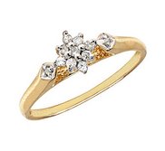 14K Gold Diamond Cluster Promise Ring