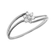 14K Gold Diamond Open Band Cluster Promise Ring