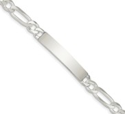 Custom Engraved Sterling Silver Men s Figaro Link ID Bracelet