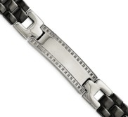 Stainless Steel Ceramic Polished 1 4ct Tw  Diamond 8 75in Bracelet