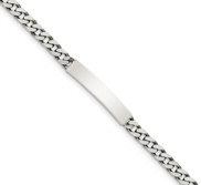 Custom Engraved Sterling Silver Men s Antiqued Curb Link ID Bracelet