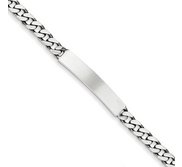 Custom Engraved Sterling Silver Men s Antiqued Curb Link ID Bracelet