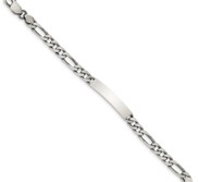 Custom Engraved Sterling Silver Men s Figaro Link ID Bracelet