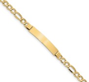 Custom Engraved 14k Gold Women s Figaro Link ID Bracelet