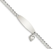 Custom Engraved Sterling Silver Women s Heart Charm ID Bracelet