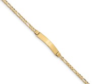 Custom Engraved 14k Gold Women s Figaro Link ID Bracelet