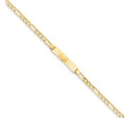 Custom Engraved 14k Gold Women s Figaro Link ID Bracelet