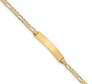 Custom Engraved 14k Gold Women s Figaro Link ID Bracelet