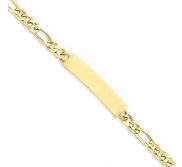 Custom Engraved 14k Gold Children s Figaro Link ID Bracelet