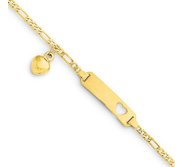 Custom Engraved 14k Gold Children s Heart Charm ID Bracelet