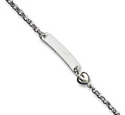 Custom Engraved Sterling Silver Children s Heart Charm ID Bracelet