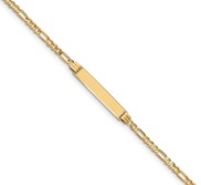 Custom Engraved 14k Gold Children s Figaro Link ID Bracelet