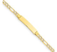 Custom Engraved 14k Gold Children s Figaro Link ID Bracelet