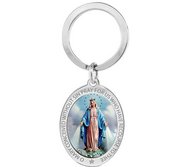 Stainless Steel Miraculous Medal Religious Engravable Keychain