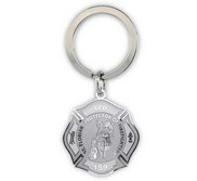 Saint Florian Badge Religious Engravable Keychain